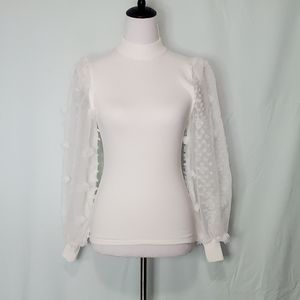 Cailin White Long Sleeves Texture Pattern On Sleeves Size Small